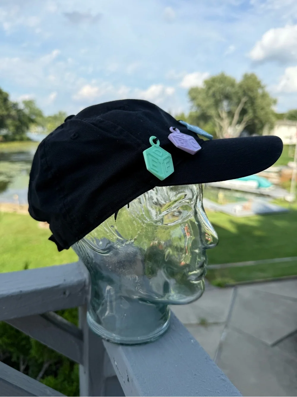 Women Black Baseball Cap with Pastel Charms one size fit all